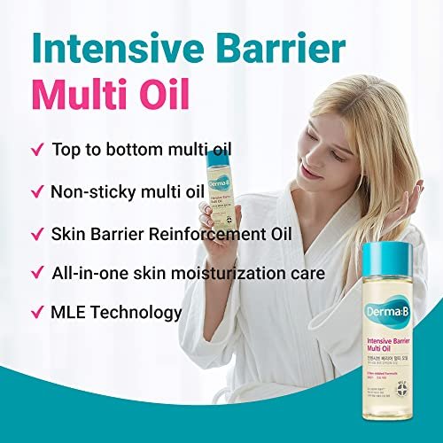 Derma B Intensive Barrier Multi Body Oil - Moisturizing Non-Sticky Multi-Use Oil for Sensitive Skin, 4.56 fl oz (135ml) Avelisse