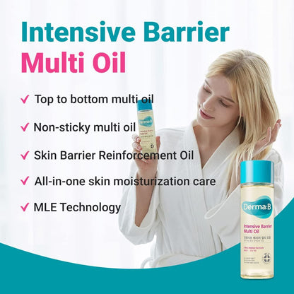 Derma B Intensive Barrier Multi Body Oil - Moisturizing Non-Sticky Multi-Use Oil for Sensitive Skin, 4.56 fl oz (135ml) Avelisse