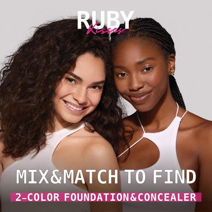 Ruby Kisses 3D Face Creator Cream Foundation & Concealer - Level 3, Medium to Full Coverage, 12-Hour Long Lasting, Non-Greasy, 0.42 oz