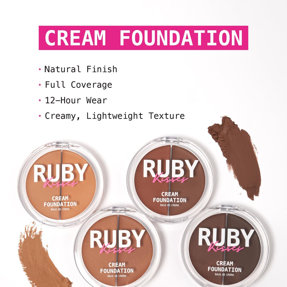 Ruby Kisses 3D Face Creator Cream Foundation & Concealer - Level 3, Medium to Full Coverage, 12-Hour Long Lasting, Non-Greasy, 0.42 oz - görsel 5