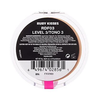 Ruby Kisses 3D Face Creator Cream Foundation & Concealer - Level 3, Medium to Full Coverage, 12-Hour Long Lasting, Non-Greasy, 0.42 oz