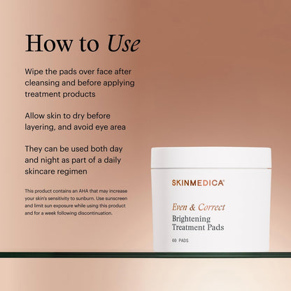 SkinMedica Even & Correct Brightening Treatment Pads – 10% Glycolic Acid Exfoliating Face Pads, Retinol-Free, Alcohol-Free, Hydroquinone-Free, 60 Count Avelisse