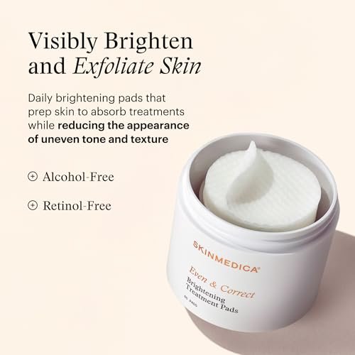 SkinMedica Even & Correct Brightening Treatment Pads – 10% Glycolic Acid Exfoliating Face Pads, Retinol-Free, Alcohol-Free, Hydroquinone-Free, 60 Count Avelisse