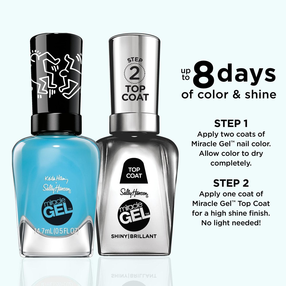 Sally Hansen Miracle Gel Keith Haring Nail Polish - 919 Contempor-airy Cyan Blue - No UV Light Needed - görsel 3