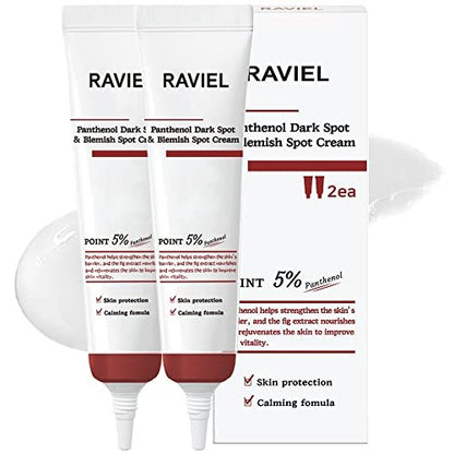 RAVIEL Panthenol Dark Spot & Pigment Care Cream – Brightening Spot Corrector with Niacinamide for Blemishes, Uneven Tone & Skin Clarity, 15ml x 2 (0.5 fl oz, Pack of 2), Korean Skincare