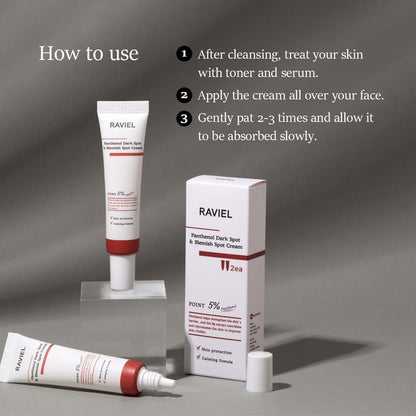 RAVIEL Panthenol Dark Spot & Pigment Care Cream – Brightening Spot Corrector with Niacinamide for Blemishes, Uneven Tone & Skin Clarity, 15ml x 2 (0.5 fl oz, Pack of 2), Korean Skincare