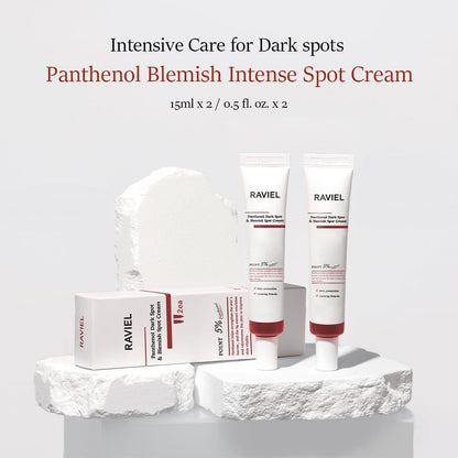 RAVIEL Panthenol Dark Spot & Pigment Care Cream – Brightening Spot Corrector with Niacinamide for Blemishes, Uneven Tone & Skin Clarity, 15ml x 2 (0.5 fl oz, Pack of 2), Korean Skincare