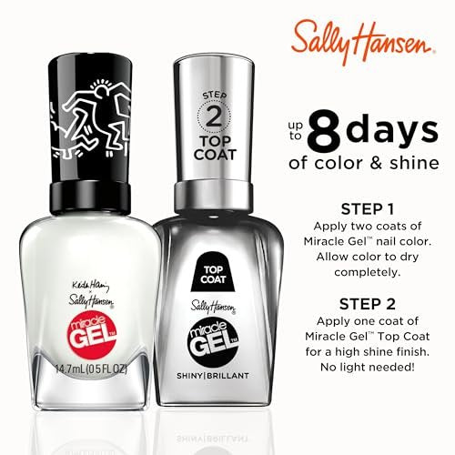 Sally Hansen Miracle Gel Keith Haring Nail Polish - 918 Blanc Canvas White - Gel-Like Shine, No UV Light, Long-Lasting - görsel 3