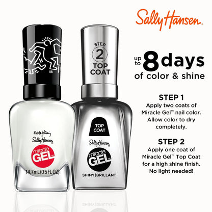 Sally Hansen Miracle Gel Keith Haring Nail Polish - 918 Blanc Canvas White - Gel-Like Shine, No UV Light, Long-Lasting
