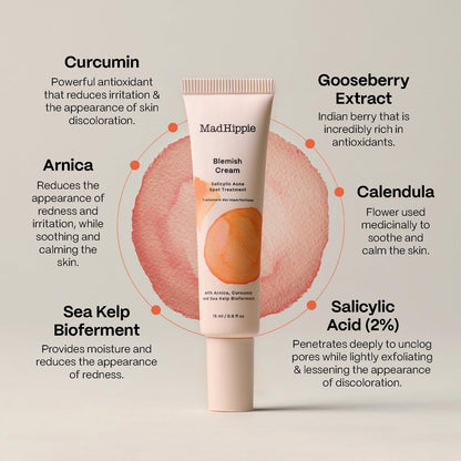 Mad Hippie Blemish Cream – Acne Spot Treatment with 2% Salicylic Acid & Redness Reducing Arnica, Curcumin, Calendula – 0.5 oz Avelisse