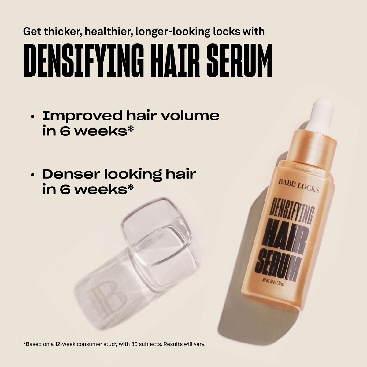 Babe Original Locks Densifying Hair Serum - Promotes Thickness for Thinning Hair & Hair Loss, for Men and Women, 1.76 oz Avelisse