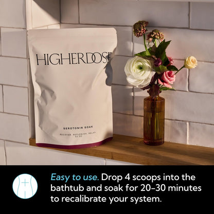 HigherDOSE Serotonin Soak Magnesium Bath Salts - Natural Detox & Muscle Recovery with Magnesium Flakes, Algae, Apple Cider Vinegar, 32 oz Avelisse