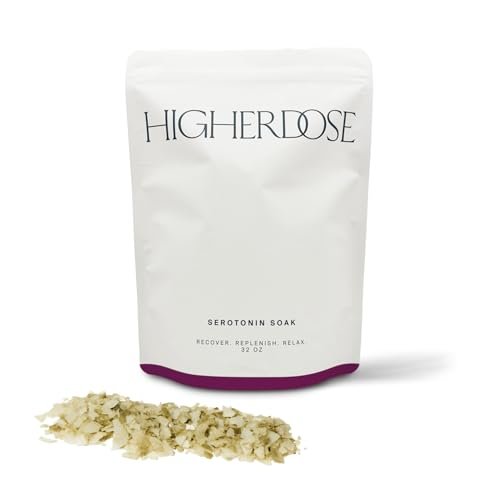 HigherDOSE Serotonin Soak Magnesium Bath Salts - Natural Detox & Muscle Recovery with Magnesium Flakes, Algae, Apple Cider Vinegar, 32 oz Avelisse