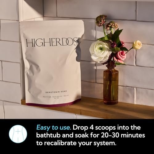 HigherDOSE Serotonin Soak Magnesium Bath Salts - Natural Detox & Muscle Recovery with Magnesium Flakes, Algae, Apple Cider Vinegar, 32 oz Avelisse