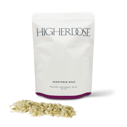 HigherDOSE Serotonin Soak Magnesium Bath Salts - Natural Detox & Muscle Recovery with Magnesium Flakes, Algae, Apple Cider Vinegar, 32 oz Avelisse