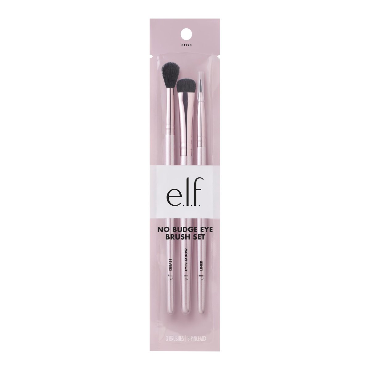e.l.f. No Budge Brush Trio - 3-Piece Eyeshadow Brush Set for Flawless Application & Blending - görsel 1