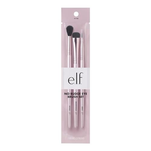 e.l.f. No Budge Brush Trio - 3-Piece Eyeshadow Brush Set for Flawless Application & Blending - görsel 2