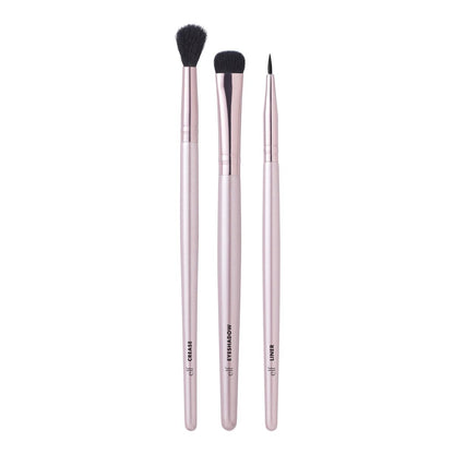 e.l.f. No Budge Brush Trio - 3-Piece Eyeshadow Brush Set for Flawless Application & Blending