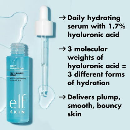 e.l.f. SKIN Holy Hydration! Triple Bounce Serum - 1.7% Hyaluronic Acid Serum for Plump, Bouncy, Hydrated Skin - Vegan & Cruelty-Free Avelisse