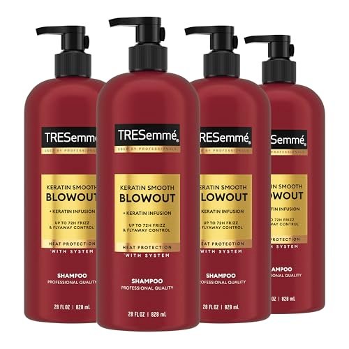 TRESemmé Keratin Smooth Shampoo, 4-Pack (28 Fl Oz Each) - Transforming Unruly Hair with Lamellar-Discipline Technology Avelisse