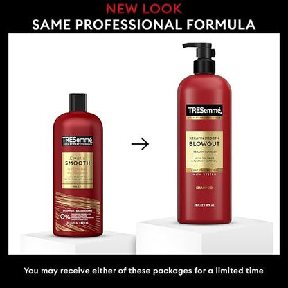 TRESemmé Keratin Smooth Shampoo, 4-Pack (28 Fl Oz Each) - Transforming Unruly Hair with Lamellar-Discipline Technology Avelisse