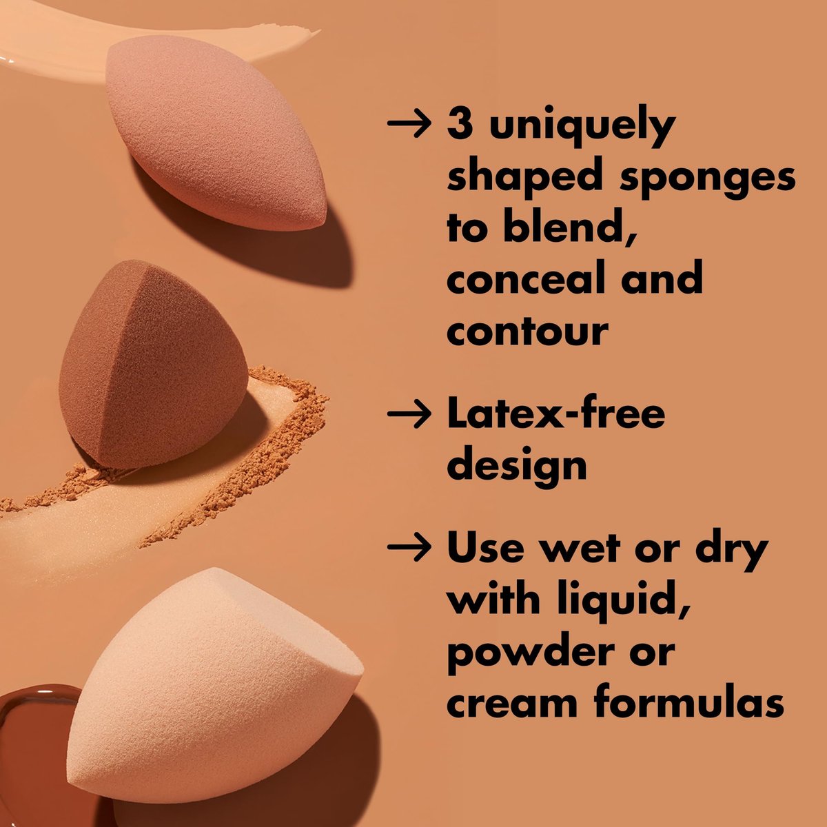 e.l.f. Total Sponge Set - Multi-use Makeup Sponge Set for Flawless Blending - Vegan & Cruelty-Free - görsel 8