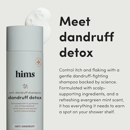 Hims Dandruff Detox Shampoo - Pyrithione Zinc, Argan Oil, & Avocado Oil - for Flaky & Itchy Scalp - Sulfate-Free, Paraben-Free - Evergreen Mint Scent - 6.4 Fl Oz (Pack of 2) Avelisse