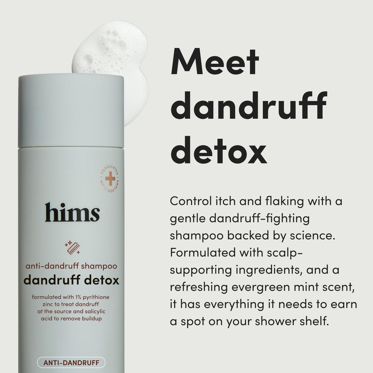 Hims Dandruff Detox Shampoo - Pyrithione Zinc, Argan Oil, & Avocado Oil - for Flaky & Itchy Scalp - Sulfate-Free, Paraben-Free - Evergreen Mint Scent - 6.4 Fl Oz (Pack of 2) Avelisse