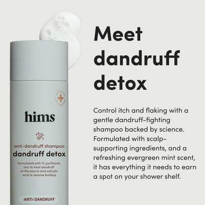 Hims Dandruff Detox Shampoo - Pyrithione Zinc, Argan Oil, & Avocado Oil - for Flaky & Itchy Scalp - Sulfate-Free, Paraben-Free - Evergreen Mint Scent - 6.4 Fl Oz (Pack of 2) Avelisse