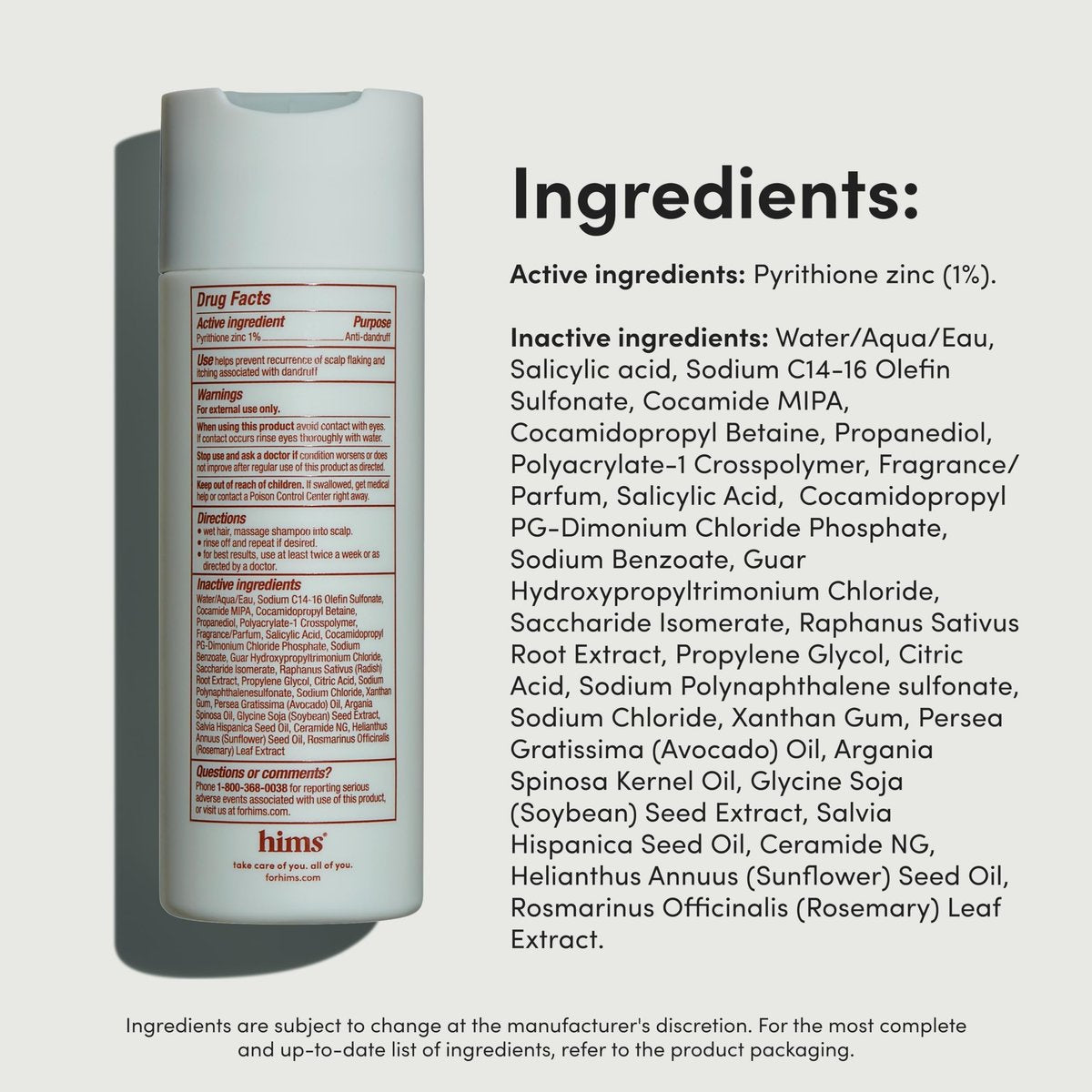 Hims Dandruff Detox Shampoo - Pyrithione Zinc, Argan Oil, & Avocado Oil - for Flaky & Itchy Scalp - Sulfate-Free, Paraben-Free - Evergreen Mint Scent - 6.4 Fl Oz (Pack of 2) Avelisse