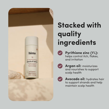 Hims Dandruff Detox Shampoo - Pyrithione Zinc, Argan Oil, & Avocado Oil - for Flaky & Itchy Scalp - Sulfate-Free, Paraben-Free - Evergreen Mint Scent - 6.4 Fl Oz (Pack of 2) Avelisse