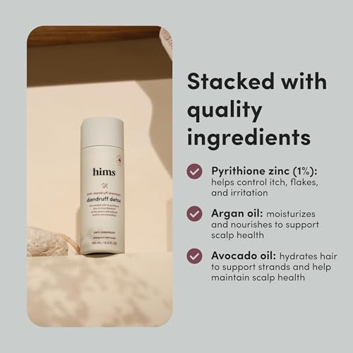Hims Dandruff Detox Shampoo - Pyrithione Zinc, Argan Oil, & Avocado Oil - for Flaky & Itchy Scalp - Sulfate-Free, Paraben-Free - Evergreen Mint Scent - 6.4 Fl Oz (Pack of 2) Avelisse
