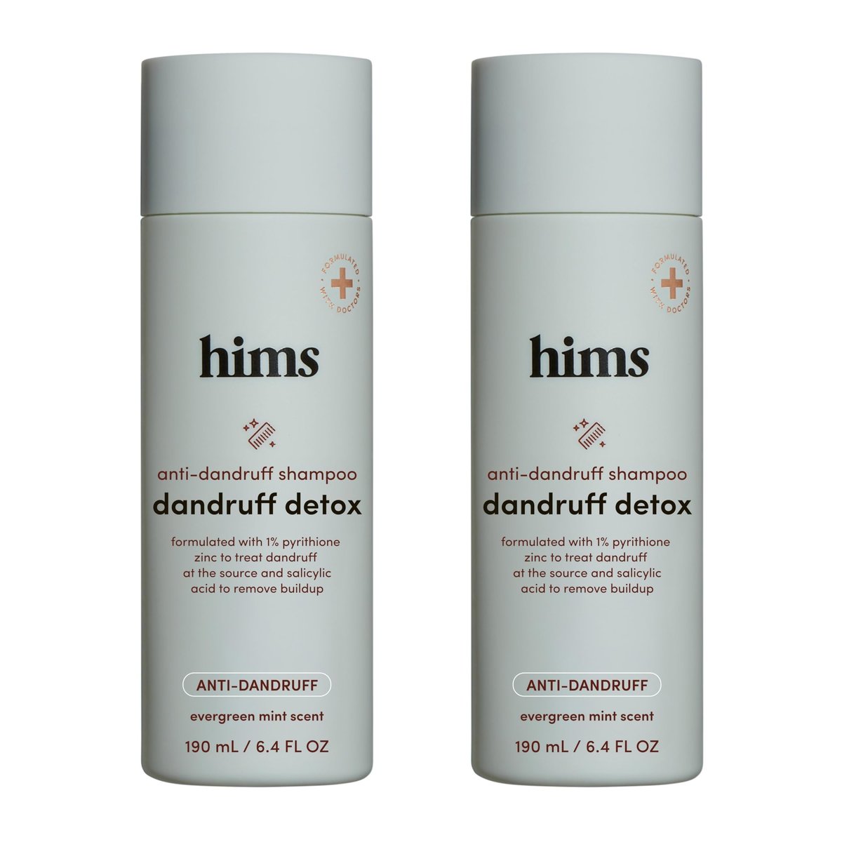 Hims Dandruff Detox Shampoo - Pyrithione Zinc, Argan Oil, & Avocado Oil - for Flaky & Itchy Scalp - Sulfate-Free, Paraben-Free - Evergreen Mint Scent - 6.4 Fl Oz (Pack of 2) Avelisse