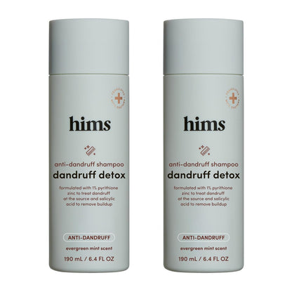 Hims Dandruff Detox Shampoo - Pyrithione Zinc, Argan Oil, & Avocado Oil - for Flaky & Itchy Scalp - Sulfate-Free, Paraben-Free - Evergreen Mint Scent - 6.4 Fl Oz (Pack of 2) Avelisse