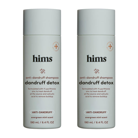 Hims Dandruff Detox Shampoo - Pyrithione Zinc, Argan Oil, & Avocado Oil - for Flaky & Itchy Scalp - Sulfate-Free, Paraben-Free - Evergreen Mint Scent - 6.4 Fl Oz (Pack of 2) Avelisse