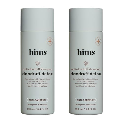 Hims Dandruff Detox Shampoo - Pyrithione Zinc, Argan Oil, & Avocado Oil - for Flaky & Itchy Scalp - Sulfate-Free, Paraben-Free - Evergreen Mint Scent - 6.4 Fl Oz (Pack of 2) Avelisse
