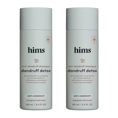 Hims Dandruff Detox Shampoo - Pyrithione Zinc, Argan Oil, & Avocado Oil - for Flaky & Itchy Scalp - Sulfate-Free, Paraben-Free - Evergreen Mint Scent - 6.4 Fl Oz (Pack of 2) Avelisse