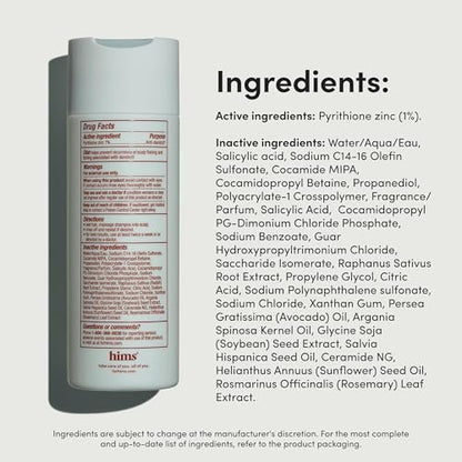 Hims Dandruff Detox Shampoo - Pyrithione Zinc, Argan Oil, & Avocado Oil - for Flaky & Itchy Scalp - Sulfate-Free, Paraben-Free - Evergreen Mint Scent - 6.4 Fl Oz (Pack of 2) Avelisse