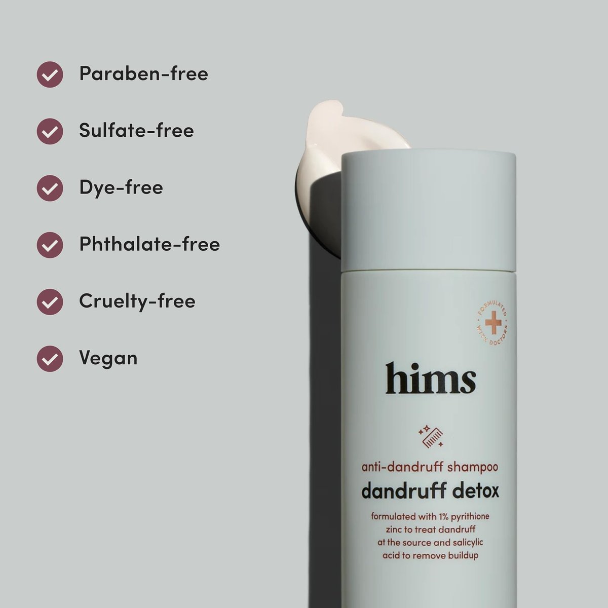Hims Dandruff Detox Shampoo - Pyrithione Zinc, Argan Oil, & Avocado Oil - for Flaky & Itchy Scalp - Sulfate-Free, Paraben-Free - Evergreen Mint Scent - 6.4 Fl Oz (Pack of 2) Avelisse