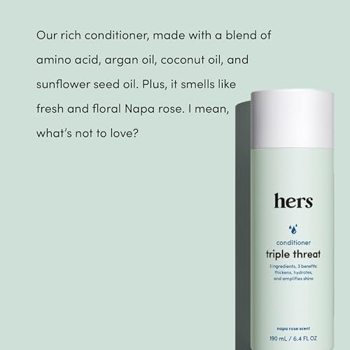Hers Triple Threat Shampoo, Conditioner, & Minoxidil Set - Hair Thickening & Strengthening with 5% Minoxidil Foam - Paraben-Free, Vegan, Color-Safe - 3 Count Avelisse