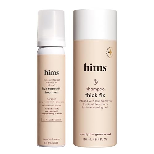Hims Thick Fix Shampoo & 5% Minoxidil Foam Solution Set - Hair Strengthening & Thickening for Men - Paraben-Free & Vegan - Eucalyptus Grove Scent Avelisse