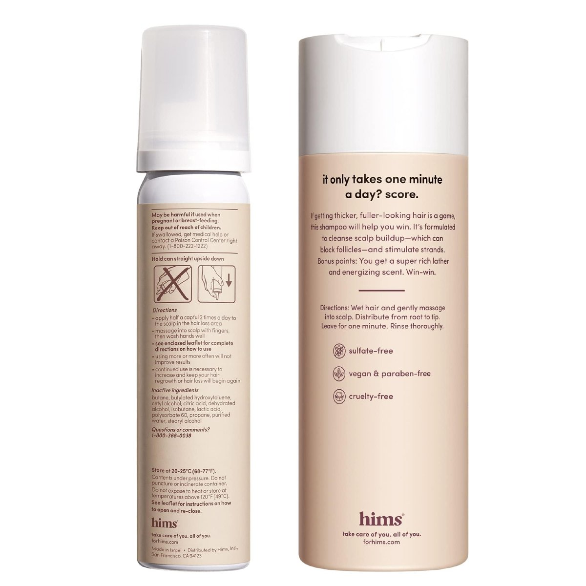 Hims Thick Fix Shampoo & 5% Minoxidil Foam Solution Set - Hair Strengthening & Thickening for Men - Paraben-Free & Vegan - Eucalyptus Grove Scent Avelisse