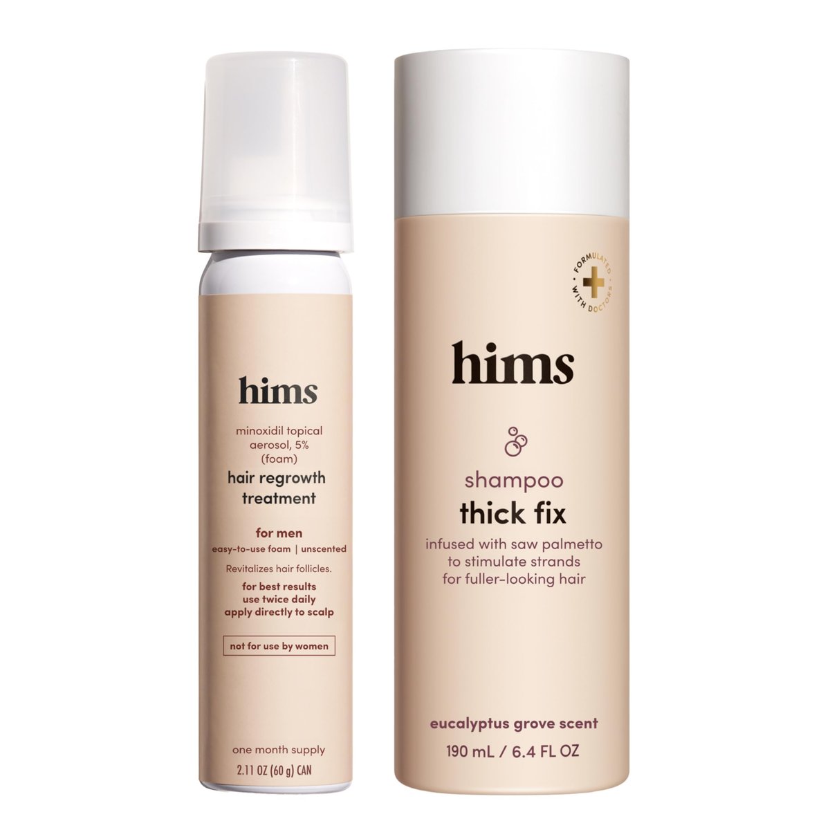 Hims Thick Fix Shampoo & 5% Minoxidil Foam Solution Set - Hair Strengthening & Thickening for Men - Paraben-Free & Vegan - Eucalyptus Grove Scent Avelisse