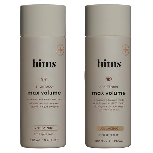 hims Max Volume Shampoo & Conditioner Set - Biovolume 128, Biotin, & Argan Oil for Fine Hair - Sulfate-Free, Paraben-Free, Vegan - Citrus Spice Scent - 6.4 Fl Oz Each Avelisse
