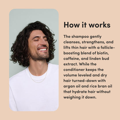 hims Max Volume Shampoo & Conditioner Set - Biovolume 128, Biotin, & Argan Oil for Fine Hair - Sulfate-Free, Paraben-Free, Vegan - Citrus Spice Scent - 6.4 Fl Oz Each Avelisse