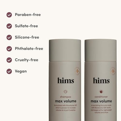 hims Max Volume Shampoo & Conditioner Set - Biovolume 128, Biotin, & Argan Oil for Fine Hair - Sulfate-Free, Paraben-Free, Vegan - Citrus Spice Scent - 6.4 Fl Oz Each Avelisse