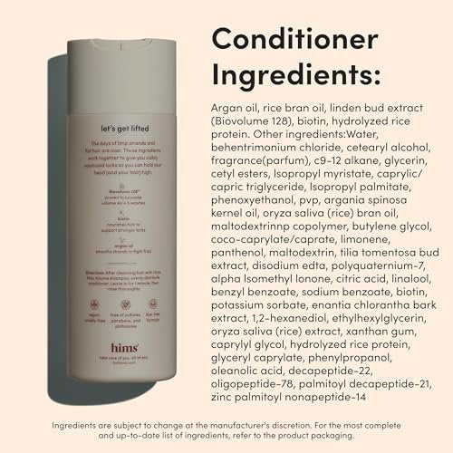 hims Max Volume Shampoo & Conditioner Set - Biovolume 128, Biotin, & Argan Oil for Fine Hair - Sulfate-Free, Paraben-Free, Vegan - Citrus Spice Scent - 6.4 Fl Oz Each Avelisse