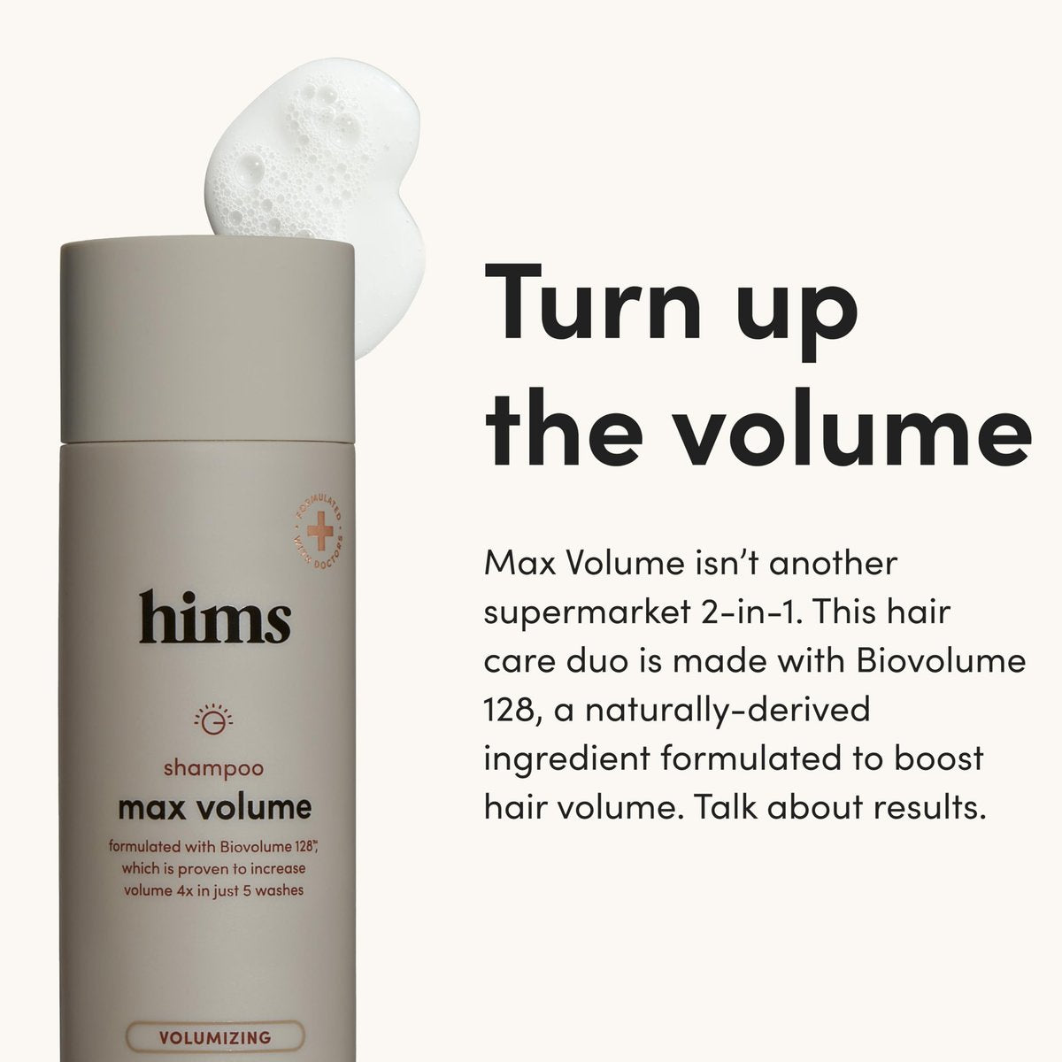 hims Max Volume Shampoo & Conditioner Set - Biovolume 128, Biotin, & Argan Oil for Fine Hair - Sulfate-Free, Paraben-Free, Vegan - Citrus Spice Scent - 6.4 Fl Oz Each Avelisse