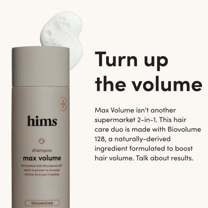 hims Max Volume Shampoo & Conditioner Set - Biovolume 128, Biotin, & Argan Oil for Fine Hair - Sulfate-Free, Paraben-Free, Vegan - Citrus Spice Scent - 6.4 Fl Oz Each Avelisse
