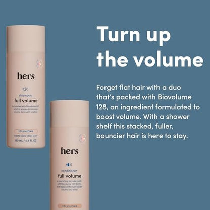 Hers Full Volume Shampoo & Conditioner Set - Biovolume 128 & Biotin Formula - Volumizing, Shine-Boosting Hair Care - Paraben-Free - Coastal Cedar Citron Scent - 6.4 Fl Oz, 2 Count Avelisse